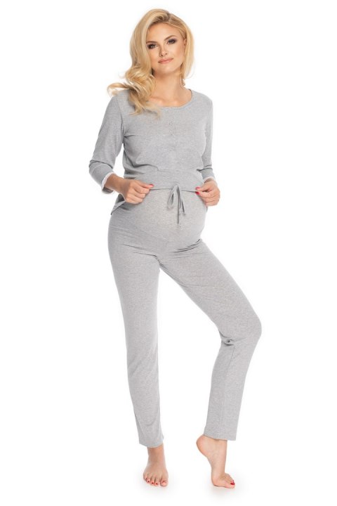 Piżama Damska Ciążowa Model 0181 Grey - PeeKaBoo