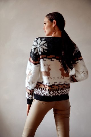 Damski sweter świąteczny z włosem czarny 383297