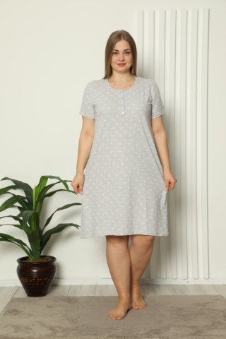 Bawełniana koszula nocna w kokardki plus size szara PIZ6266