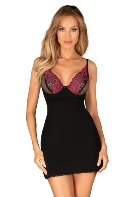 Komplet Model Rosenty Chemise Black/Pink - Obsessive