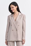 Marynarka oversize dwurzędowa prążek Z71 Beige - Nife