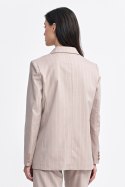 Marynarka oversize dwurzędowa prążek Z71 Beige - Nife