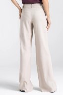 Spodnie lniane wide leg SD85 Beige - Nife