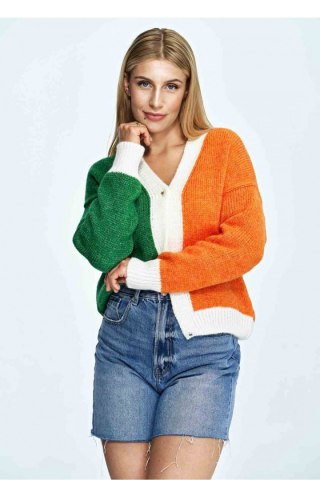 Sweter Damski Model M895 Orange/Green - Figl