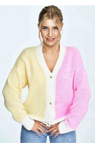 Sweter Damski Model M895 Pink/Yellow - Figl