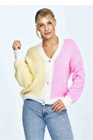 Sweter Damski Model M895 Pink/Yellow - Figl