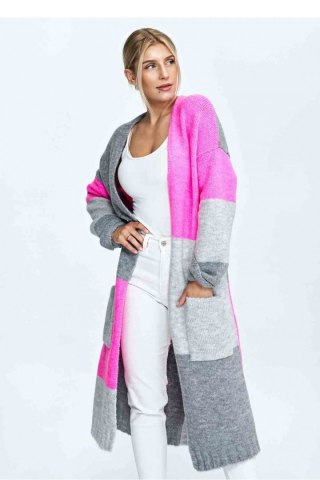 Sweter Kardigan Model M896 Grey/Pink - Figl