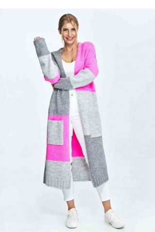 Sweter Kardigan Model M896 Grey/Pink - Figl