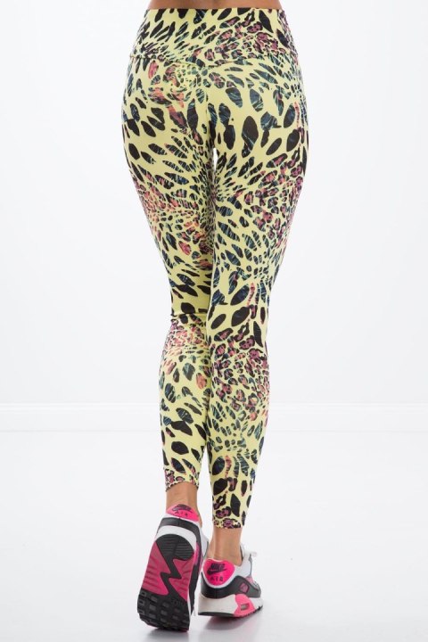 Cytynowe legginsy sportowe w panterkę H006