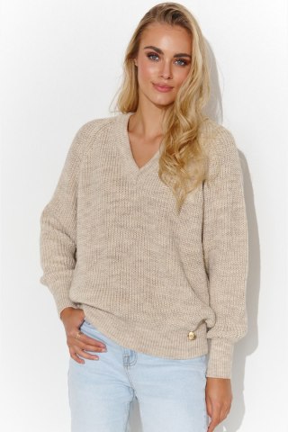 Sweter Damski Model S140 Beige Melange - Makadamia