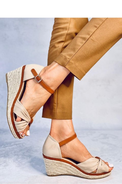 Sandał Espadryle na koturnie KRISTEN BEIGE - Inello