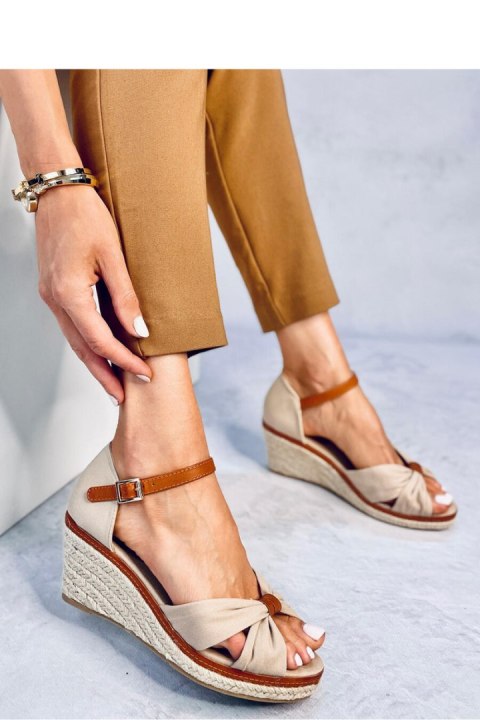 Sandał Espadryle na koturnie KRISTEN BEIGE - Inello