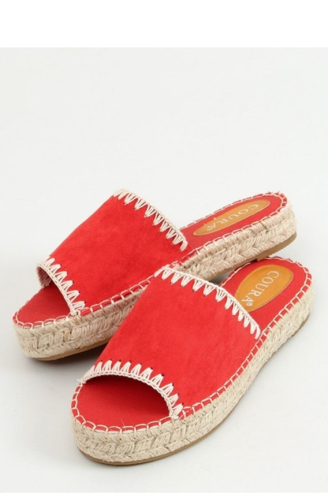 Sandał Klapki damskie espadryle LEVEN RED - Inello