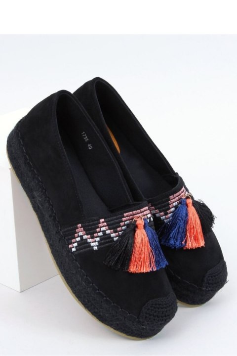 ESPADRYLE Z FRĘDZELKAMI CZARNE 1735 BLACK - Inello