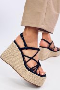 Sandałki espadryle na koturnie PASCAI BLACK - Inello