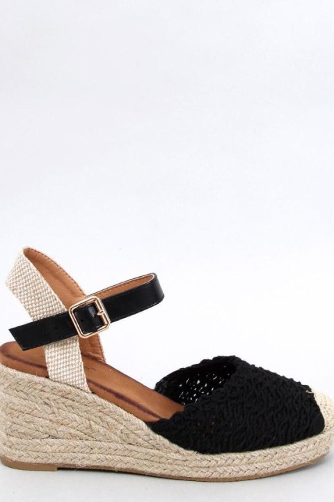 Sandałki na koturnie espadryle MORELLI BLACK - Inello