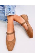 Baleriny w stylu Mary Jane GOLINS KHAKI - Inello