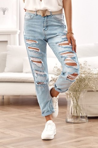 Spodnie jeansowe z dziurami mom fit 5120